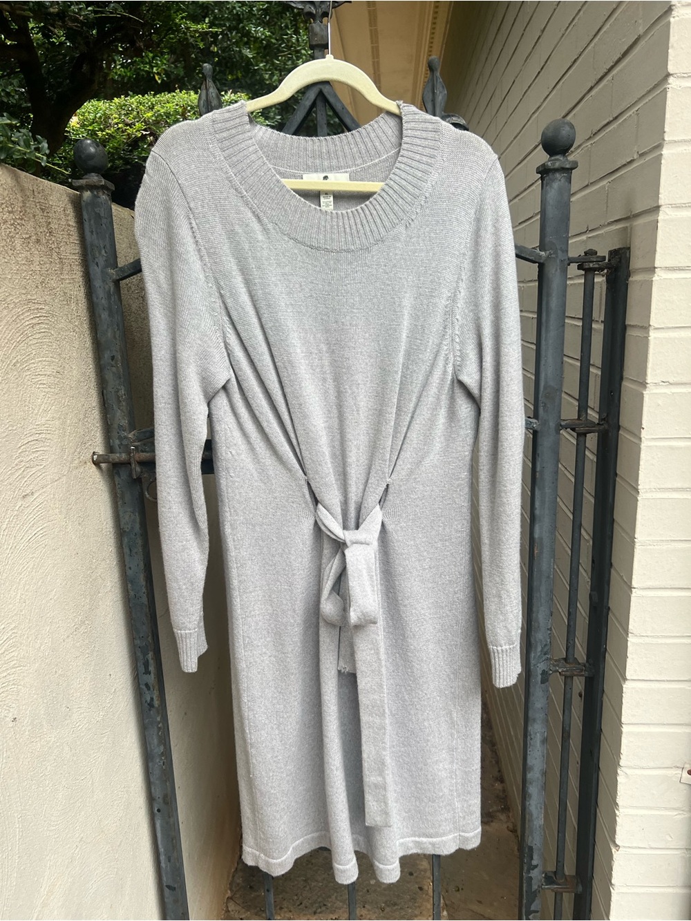 Banana Republic Light Gray Tie-Front Knit Dress